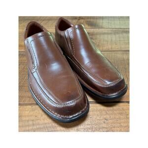 Mens Clarks Kempton Free‎ Leather Comfort Slip-On Brown Loafer Shoes Size 11